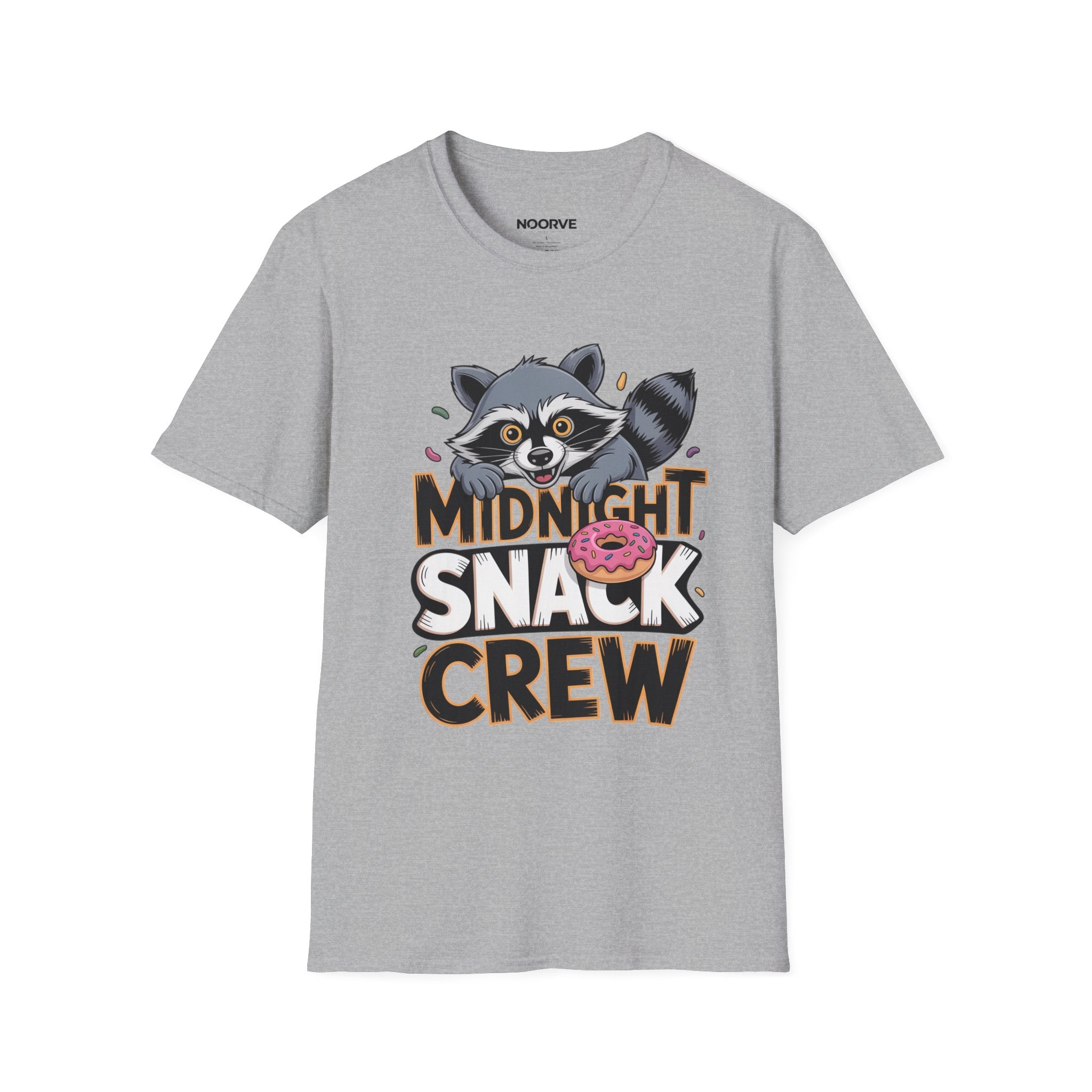 Midnight Snack Crew T-Shirt — Cute Raccoon Donut Tee