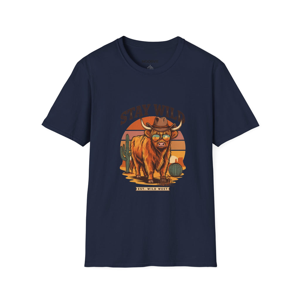 Stay Wild Longhorn T-Shirt — Retro Western Cow Skull Graphic Tee