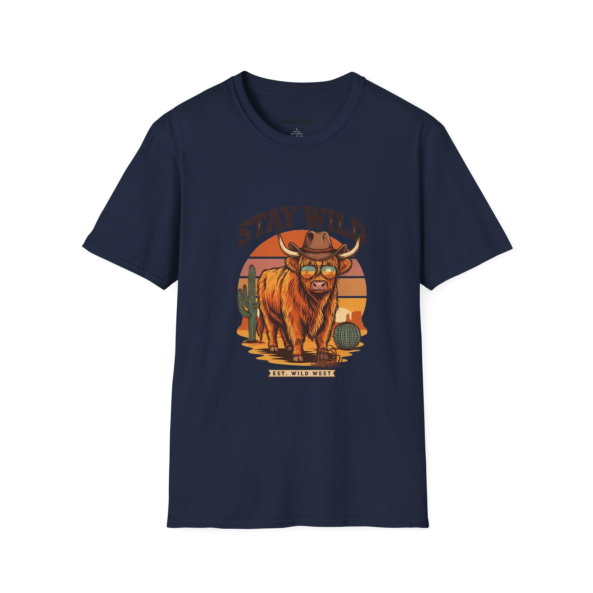 Stay Wild Longhorn T-Shirt — Retro Western Cow Skull Graphic Tee