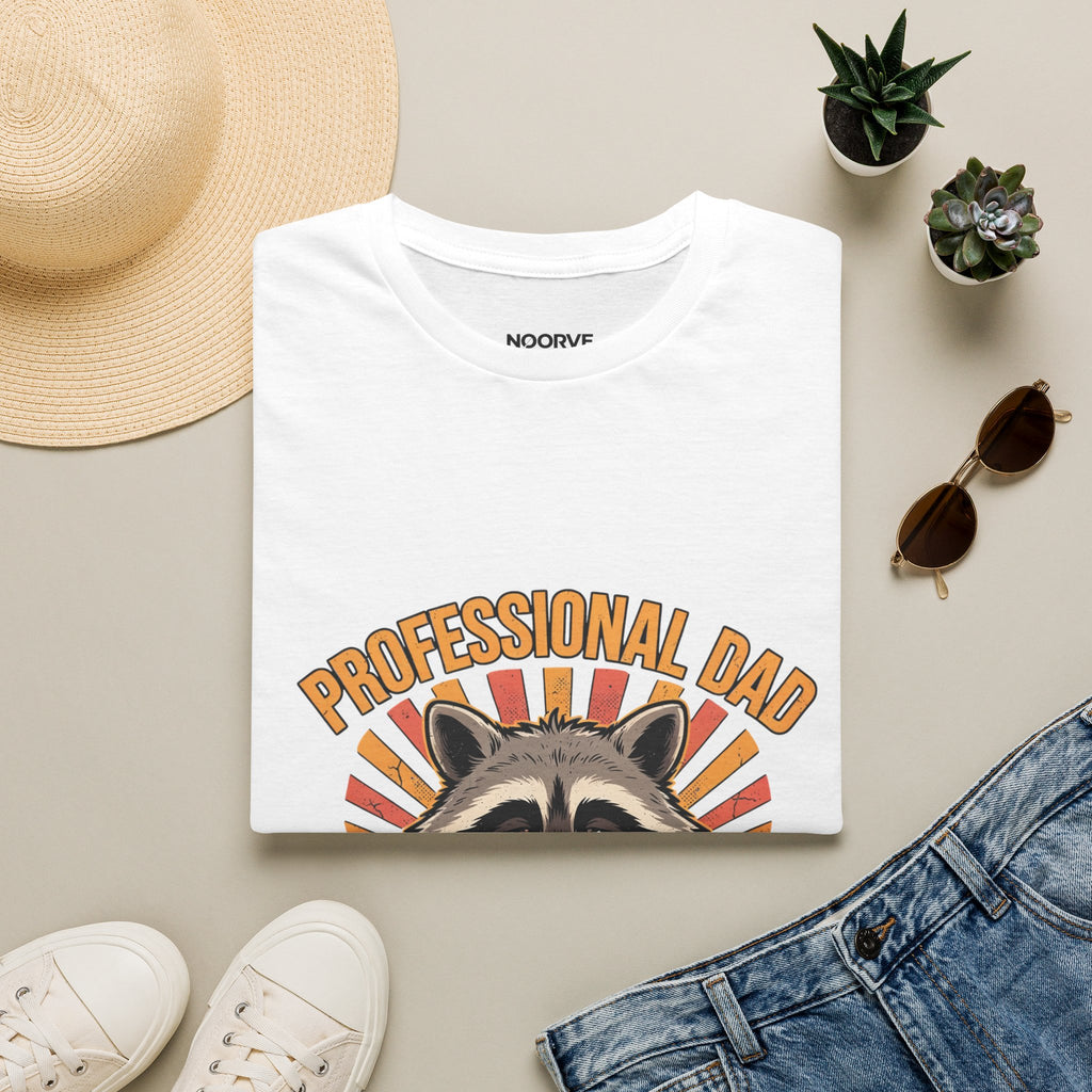 Dad T-Shirt – Professional Dad, Amateur Sleeper Cute Raccoon Father's Day Tee | Noorve | T-Shirt