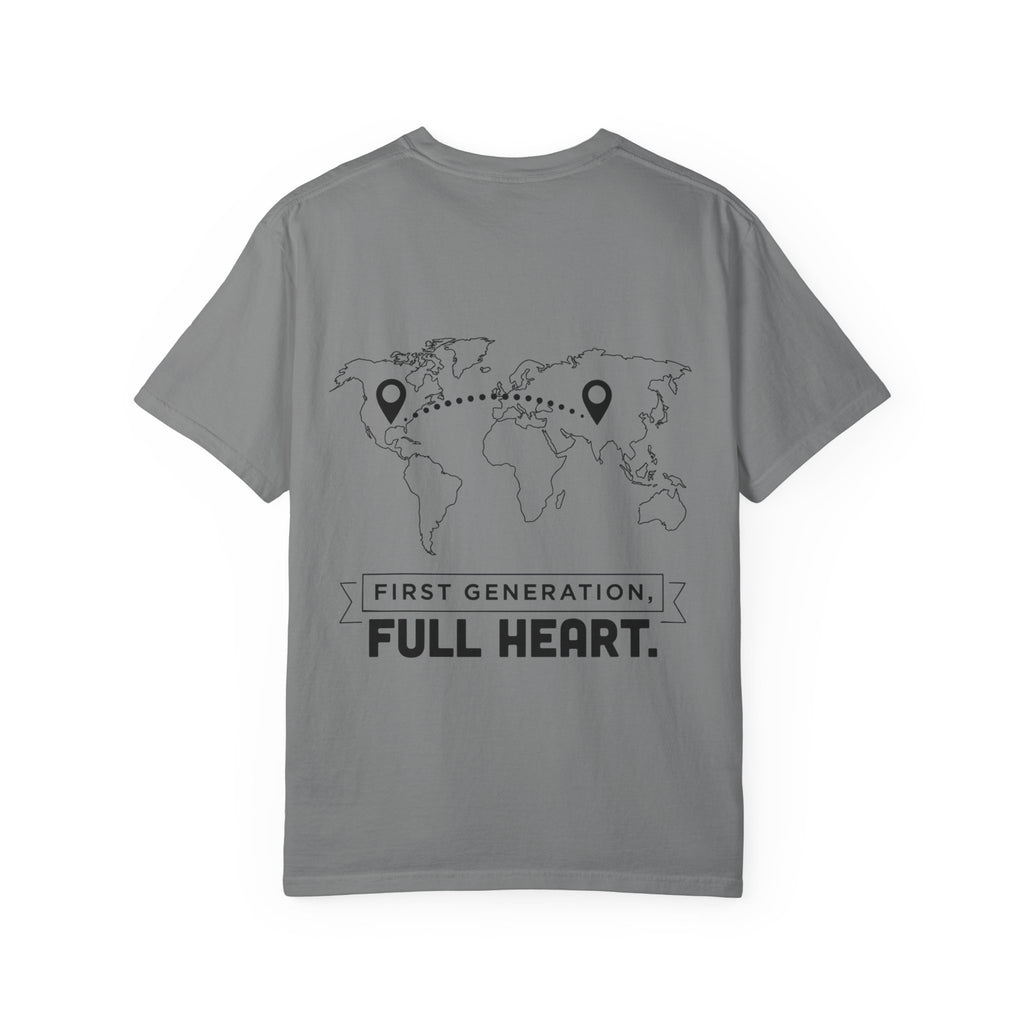 Home Is Two Places T-Shirt — "First Generation, Full Heart" Graphic Tee
