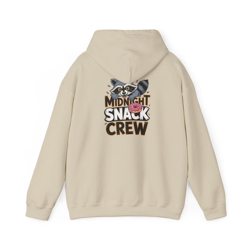 Midnight Snack Crew Hoodie — 'Wake the Sky' Raccoon Graphic Hooded Sweatshirt