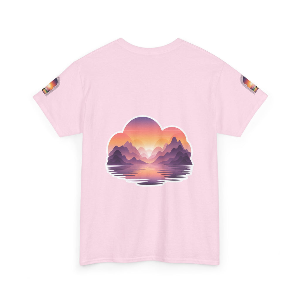 Sunset Mountain Landscape Tee - Retro Nature Graphic T-Shirt