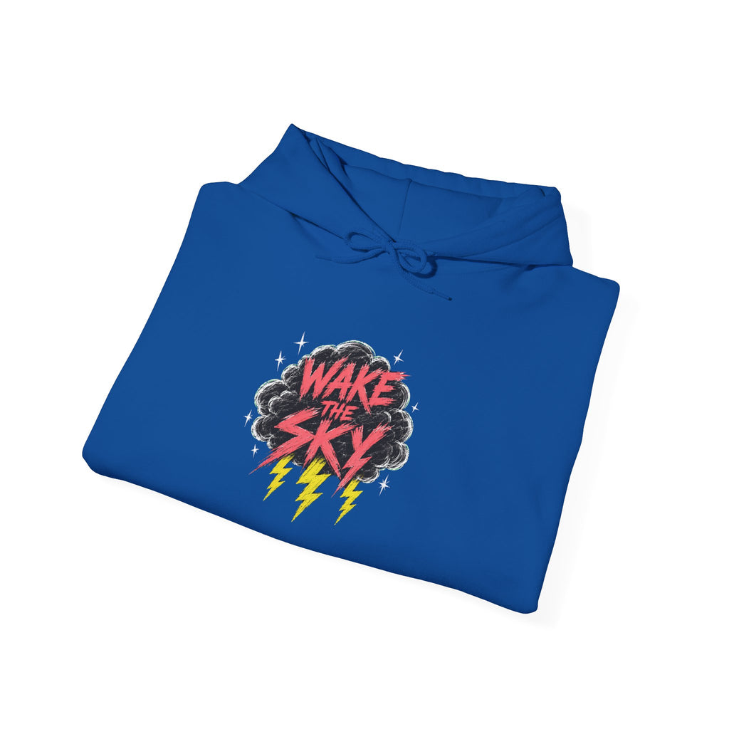 Midnight Snack Crew Hoodie — 'Wake the Sky' Raccoon Graphic Hooded Sweatshirt