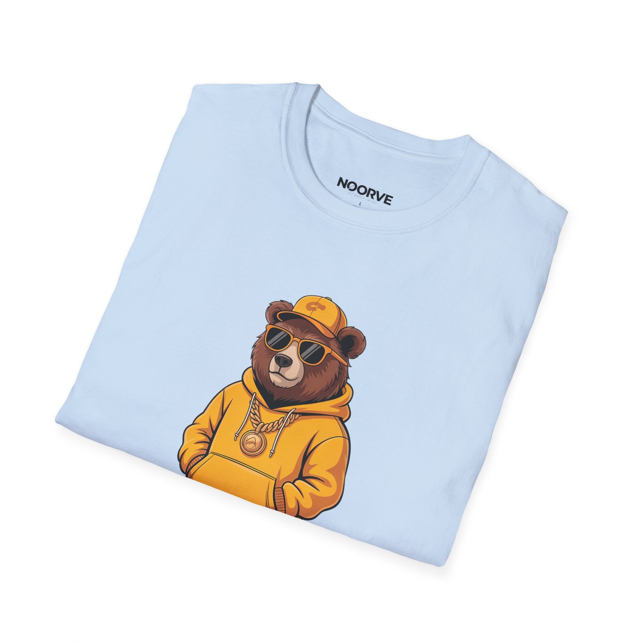 Bear Graphic T-Shirt — Cool Hip-Hop Bear in Yellow Hoodie