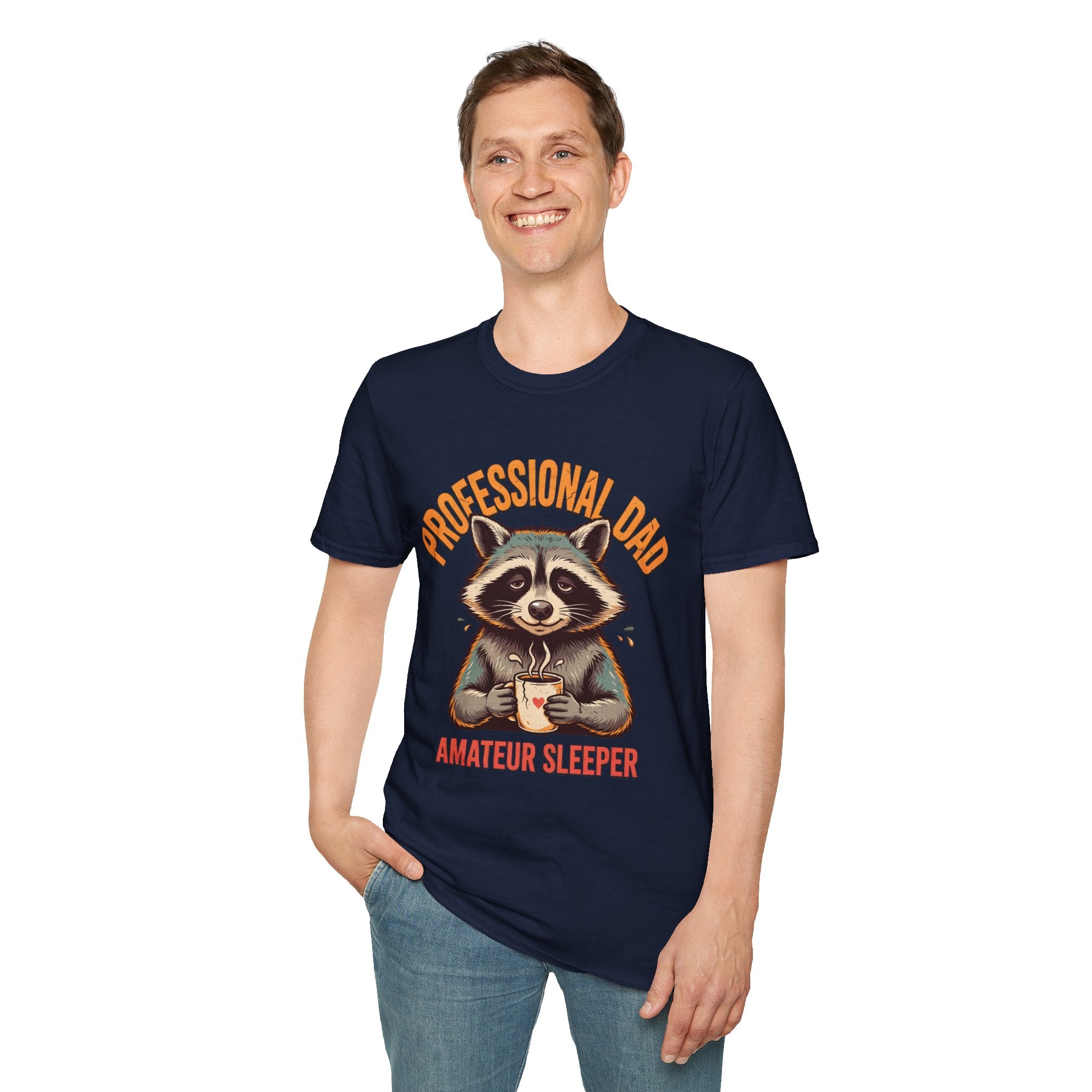 Dad T-Shirt — “Professional Dad, Amateur Sleeper” Raccoon Graphic Tee