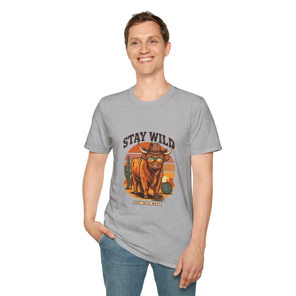 Stay Wild Longhorn T-Shirt — Retro Western Cow Skull Graphic Tee