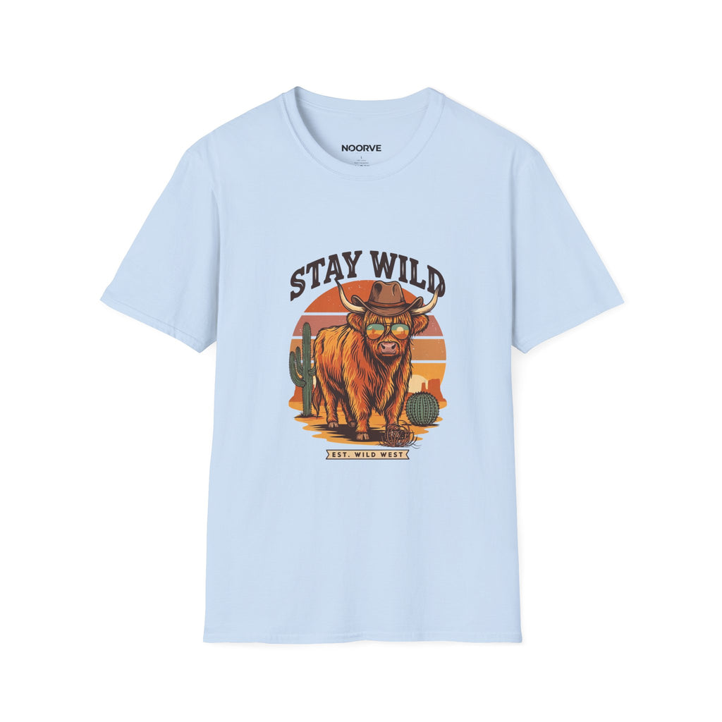 Stay Wild Longhorn T-Shirt — Retro Western Cow Skull Graphic Tee