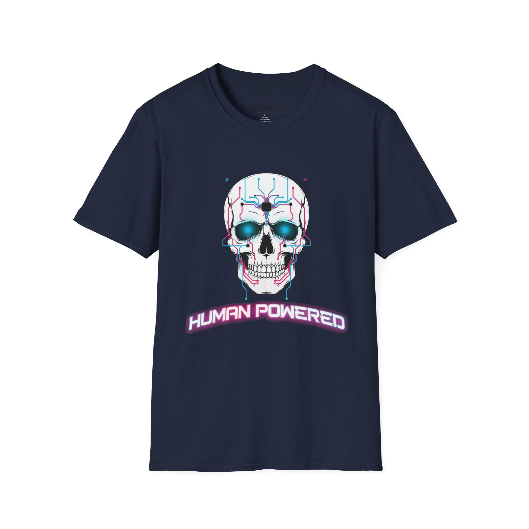 Cyber Skull T‑Shirt — 'Human Powered' Retro Futuristic Graphic Tee