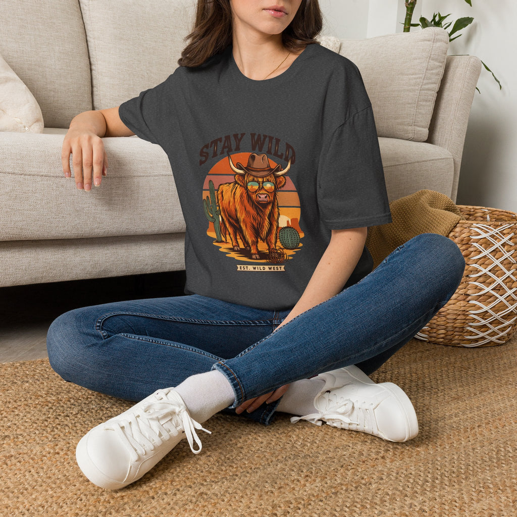 Stay Wild Longhorn T-Shirt — Retro Western Cow Skull Graphic Tee