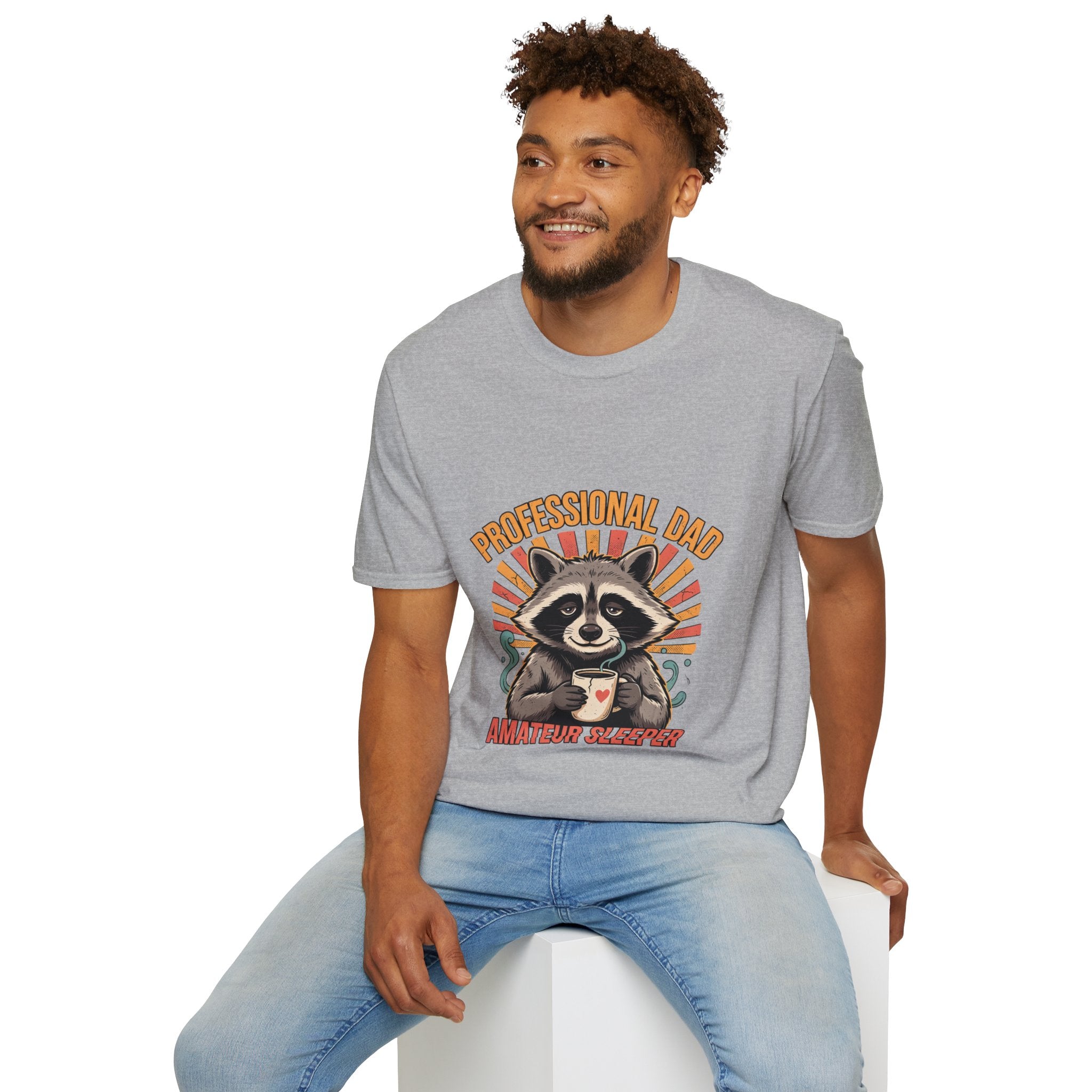 Dad T-Shirt – “Professional Dad, Amateur Sleeper” Cute Raccoon Father’s Day Tee