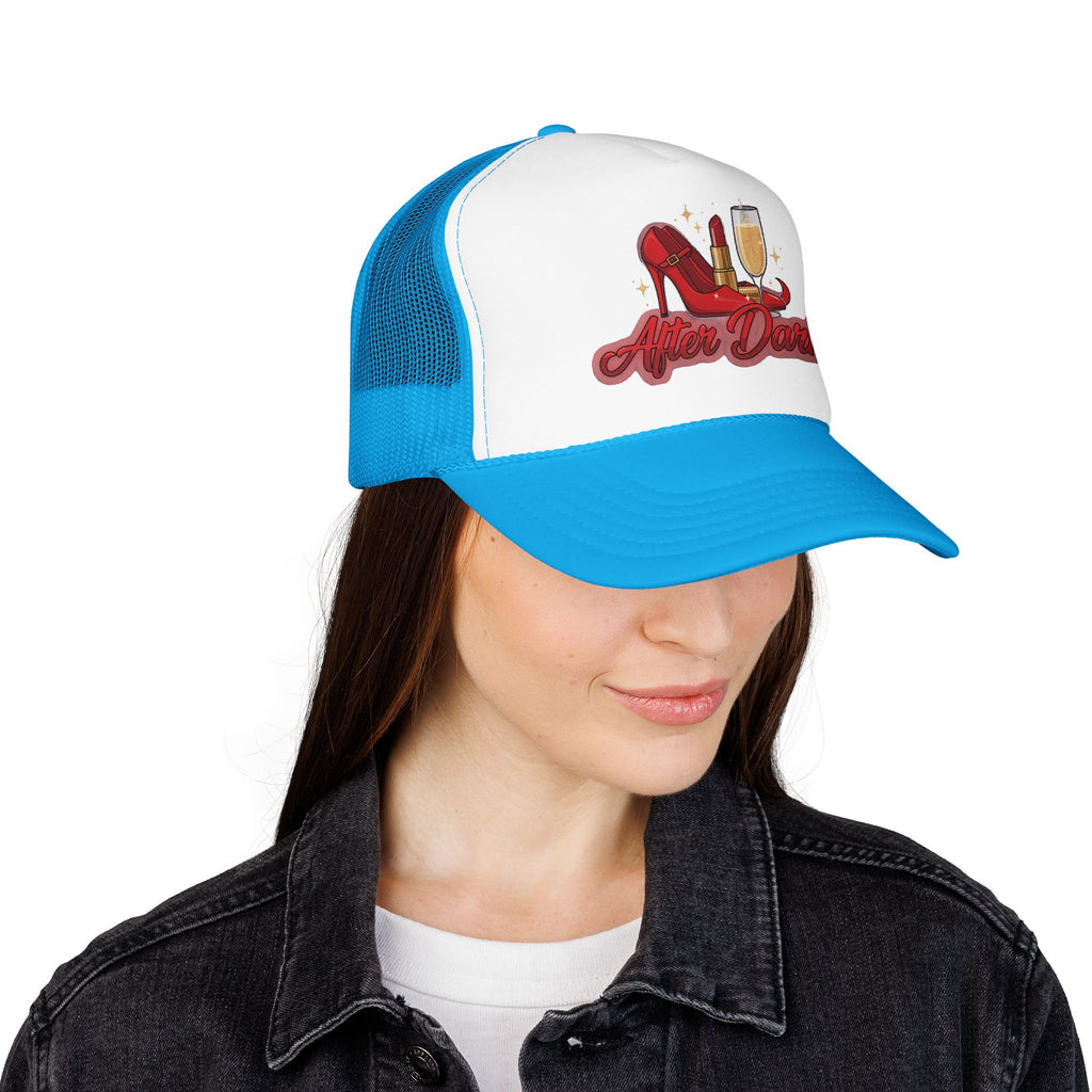 After Dark Trucker Hat — Red Heels & Champagne Foam Cap