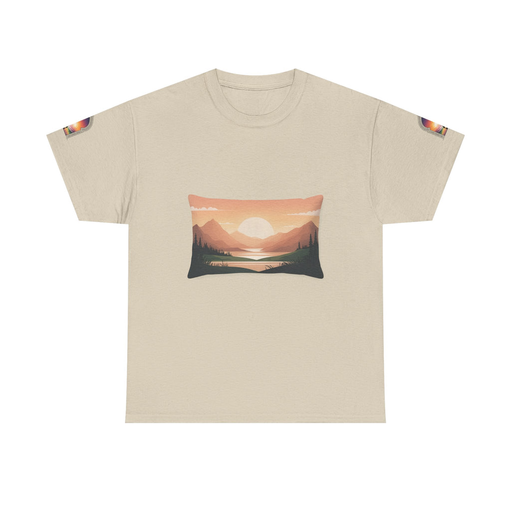Sunset Mountain Landscape Tee - Retro Nature Graphic T-Shirt | Noorve | T-Shirt