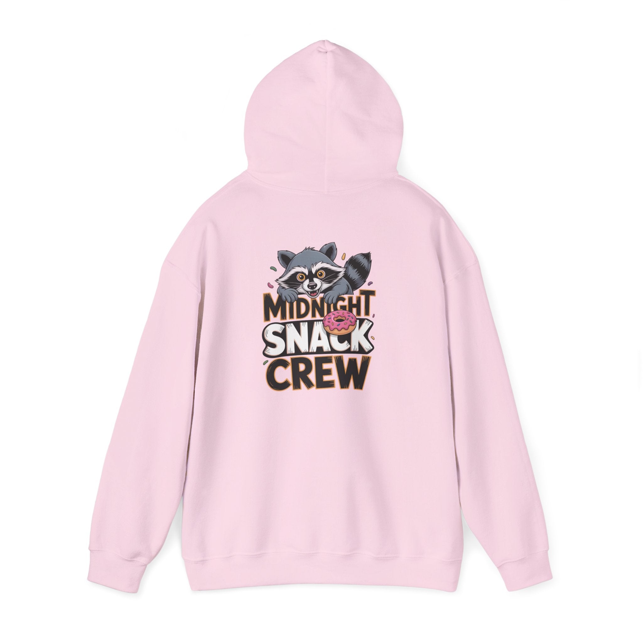 Midnight Snack Crew Hoodie — 'Wake the Sky' Raccoon Graphic Hooded Sweatshirt