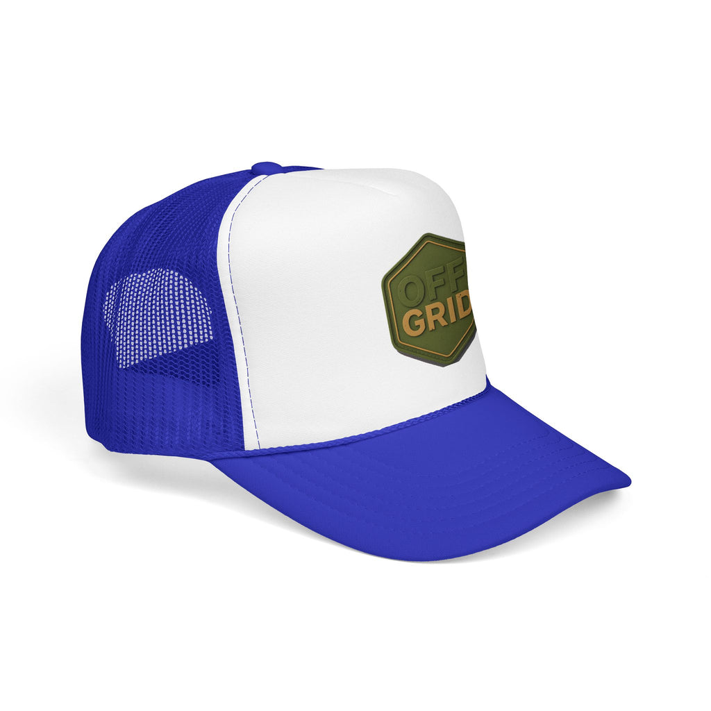 Off Grid Patch Trucker Hat — Military Green Adventure Cap