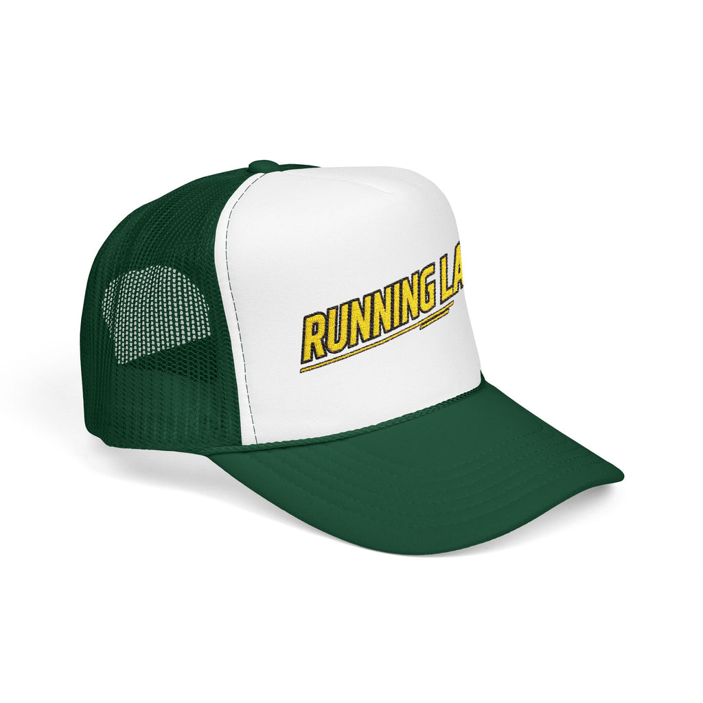 Running Late Trucker Hat — Funny Retro Foam Mesh Cap