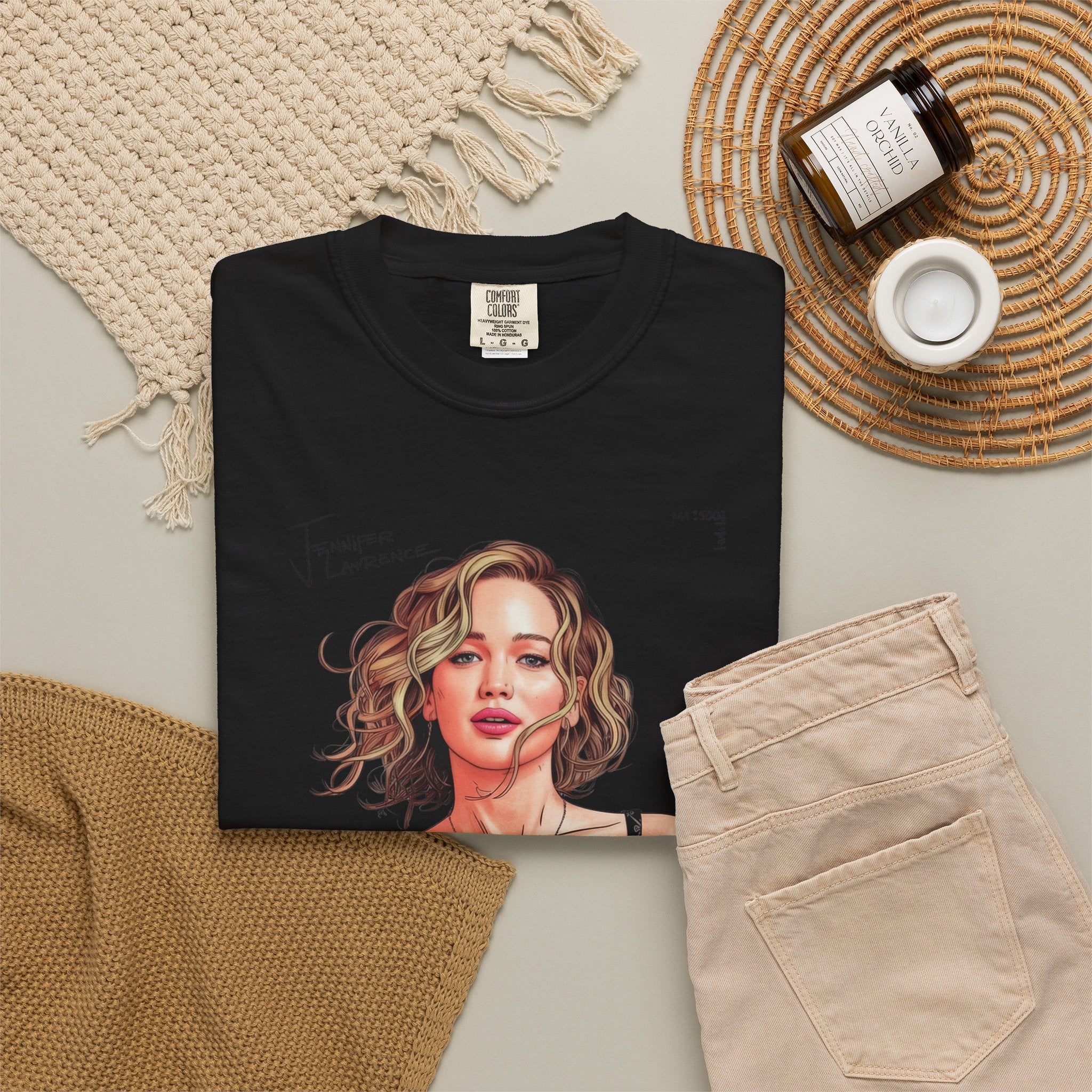 La Vie Est Belle Graphic T-Shirt — Feminine Portrait & Floral Back Print
