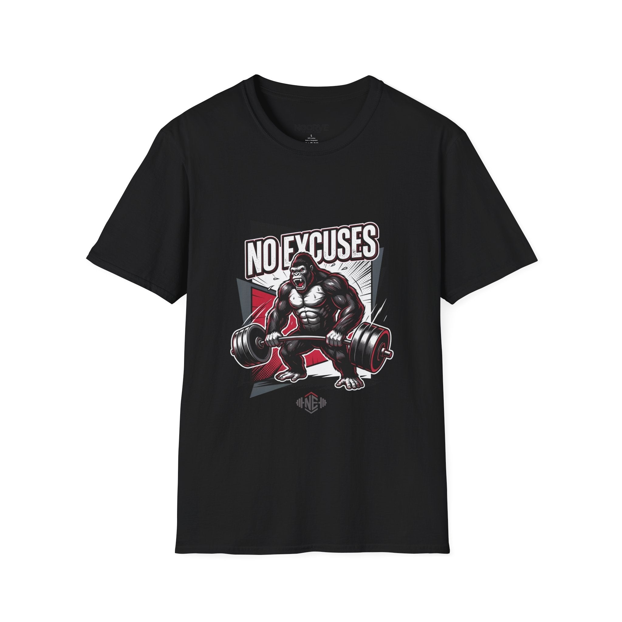 No Excuses T-Shirt — Motivational Gym Gorilla Fitness Tee