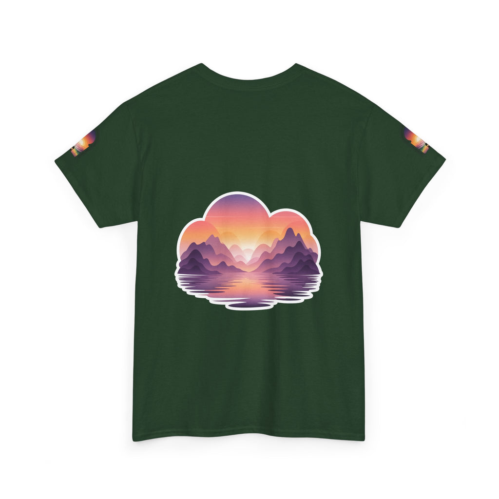 Sunset Mountain Landscape Tee - Retro Nature Graphic T-Shirt