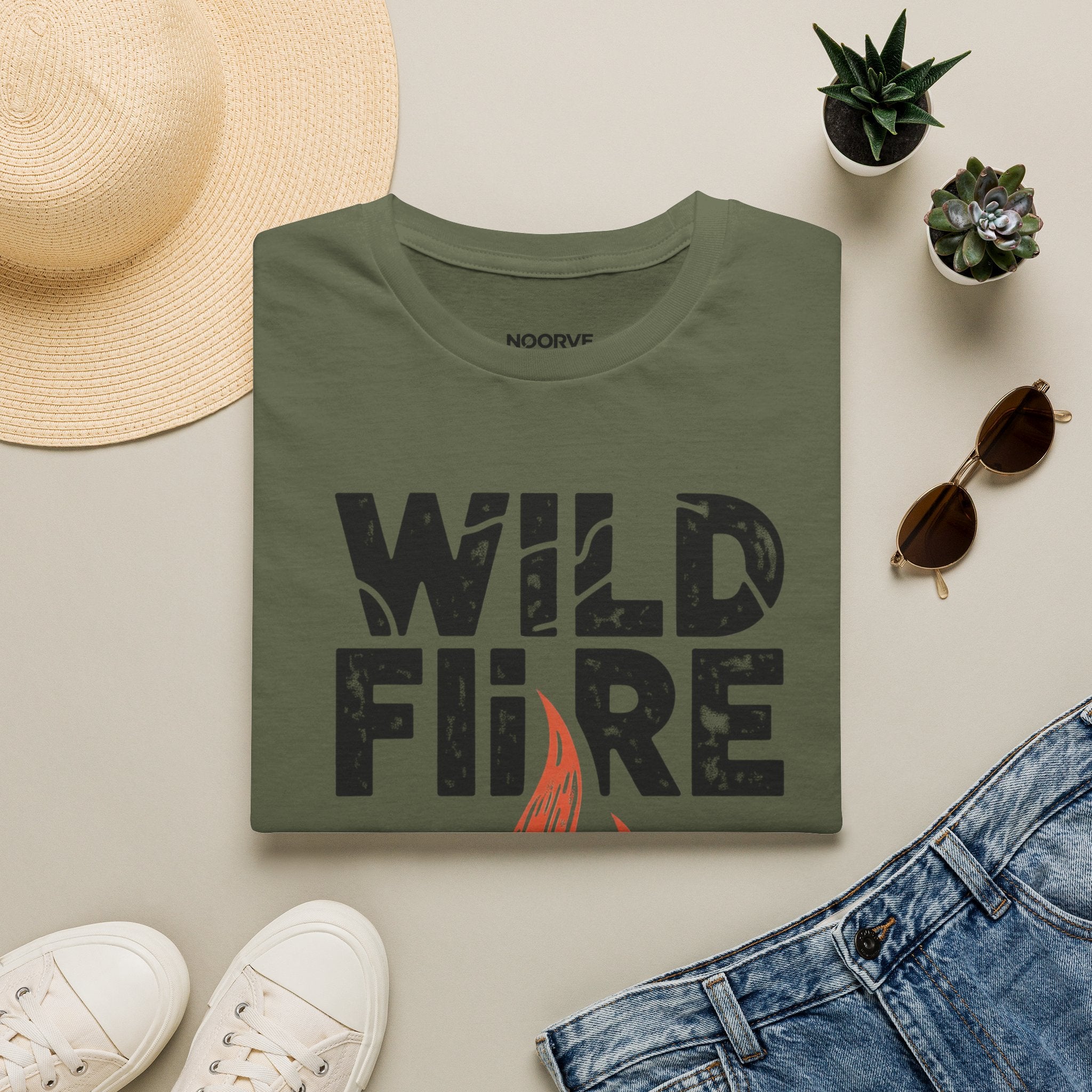 Wild Fire Graphic T‑Shirt — Bold Flame Typography Tee