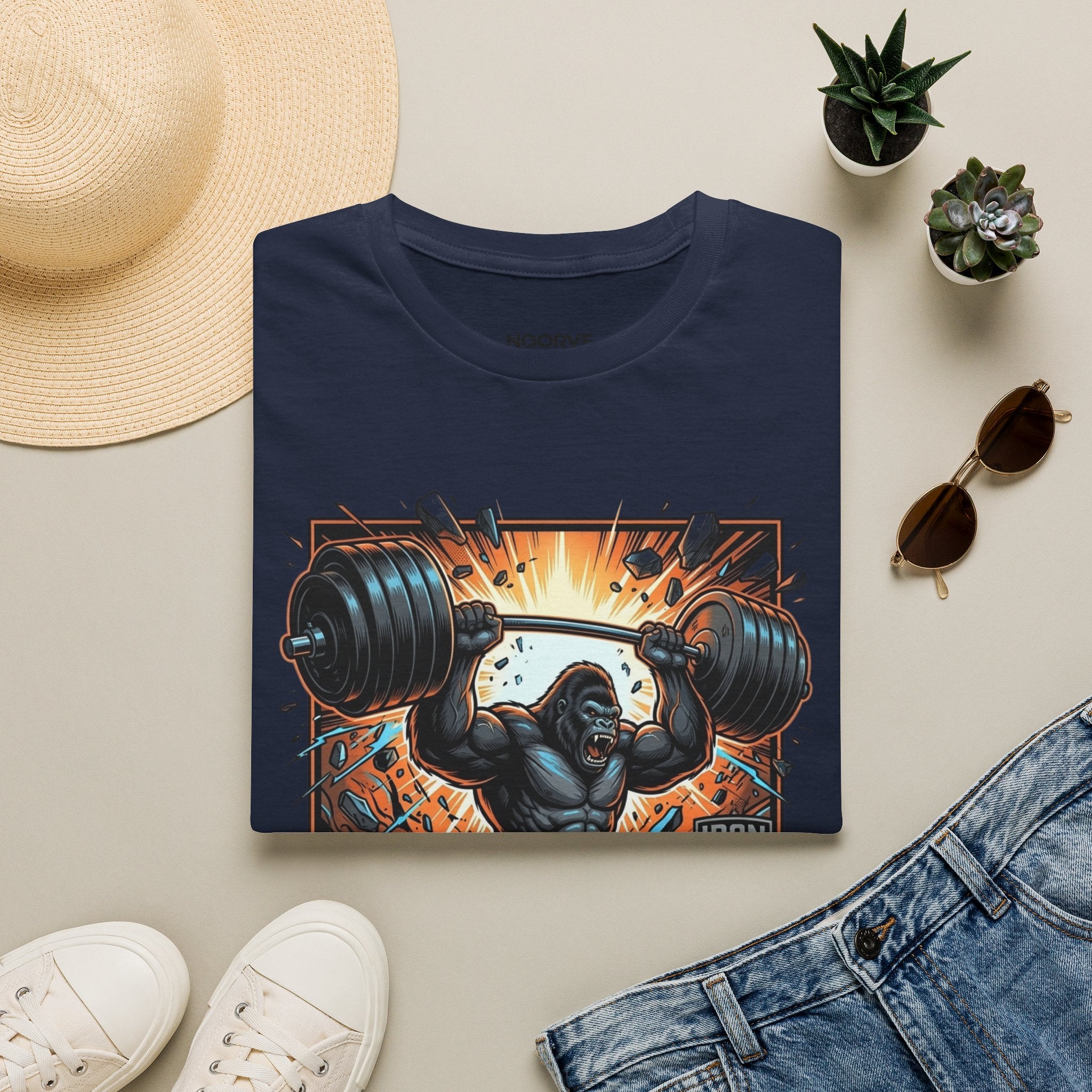 Motivational Weightlifting T-Shirt — 'No Excuses' Gorilla Gym Tee | Noorve | T-Shirt