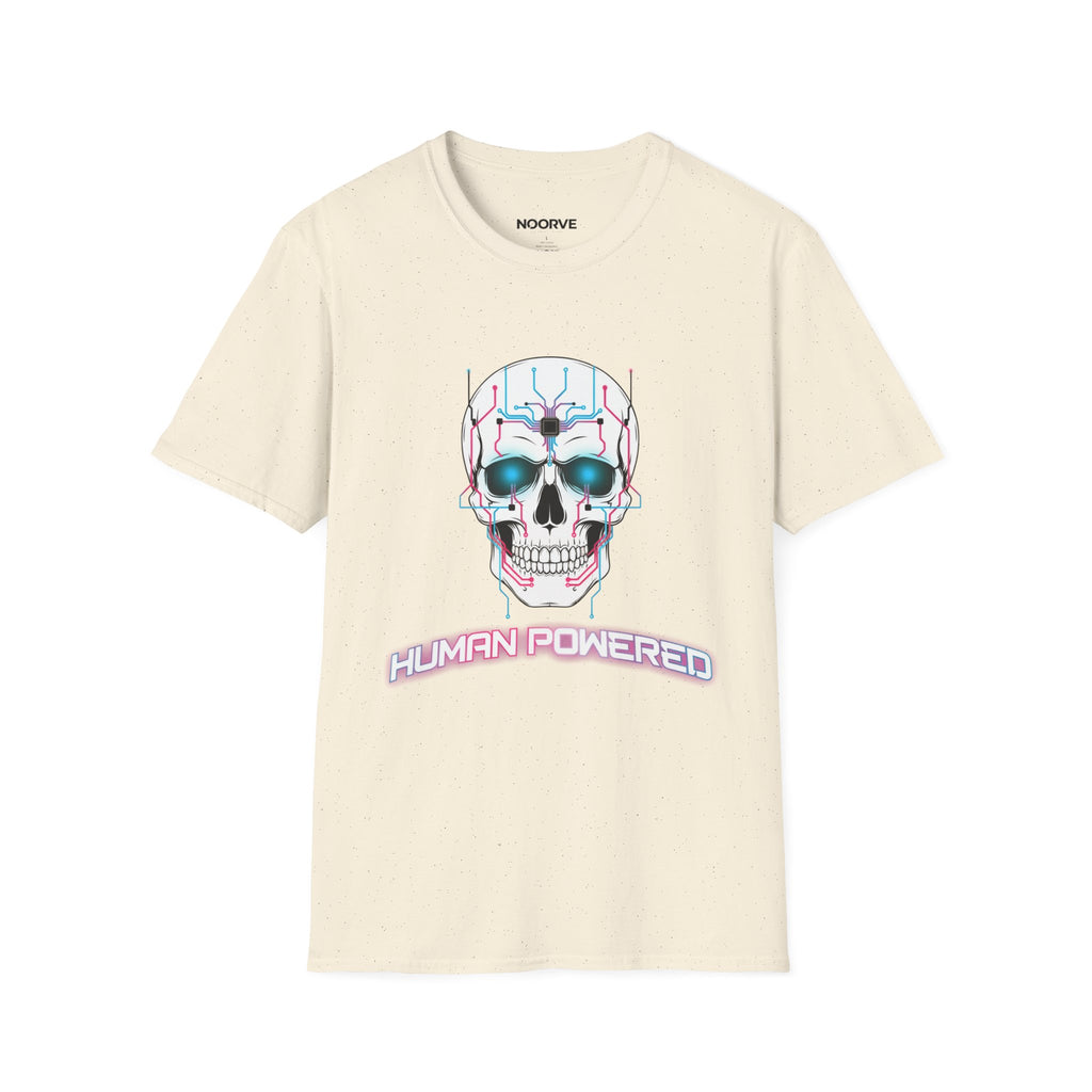 Cyber Skull T‑Shirt — 'Human Powered' Retro Futuristic Graphic Tee