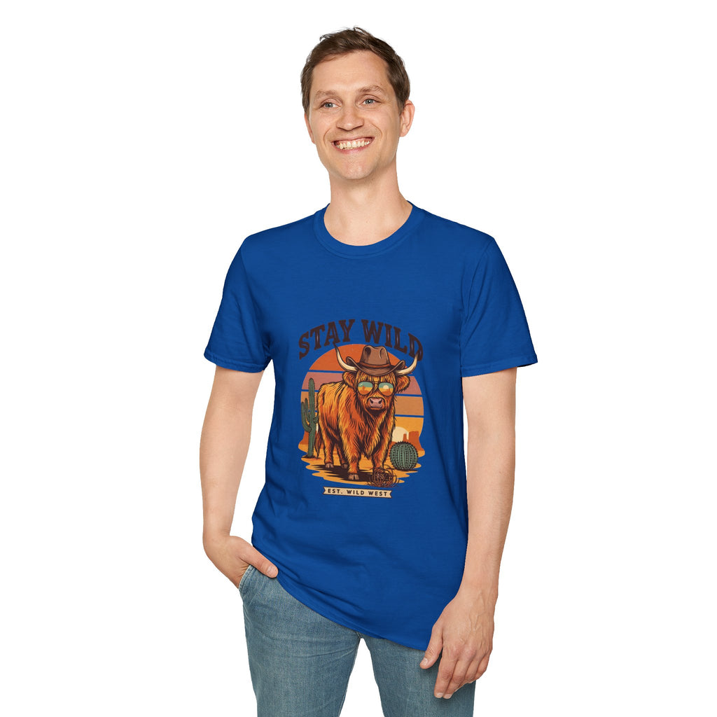 Stay Wild Longhorn T-Shirt — Retro Western Cow Skull Graphic Tee