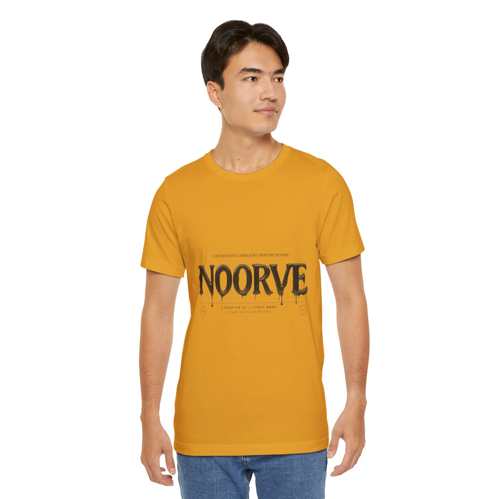 Noorve Drip Logo T-Shirt — Graphic White Tee with Gothic Dripping Text