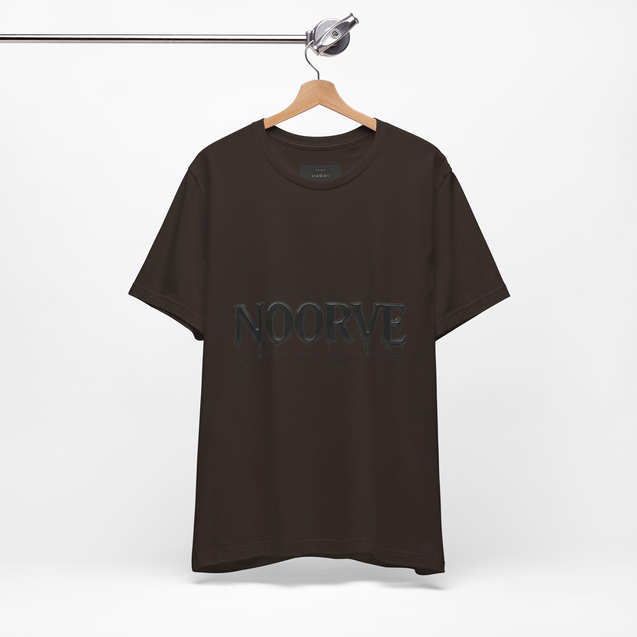 Noorve Drip Logo T-Shirt — Graphic White Tee with Gothic Dripping Text