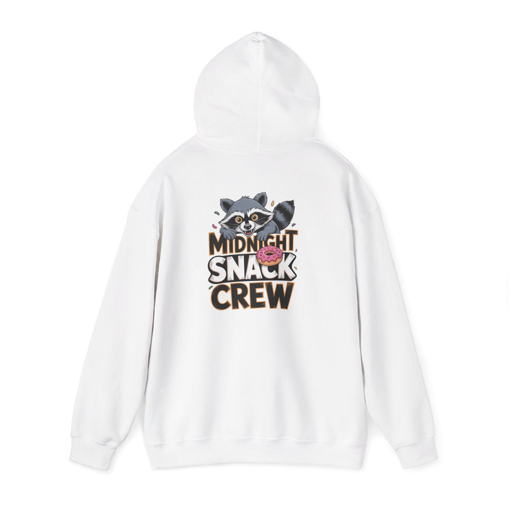 Midnight Snack Crew Hoodie — 'Wake the Sky' Raccoon Graphic Hooded Sweatshirt