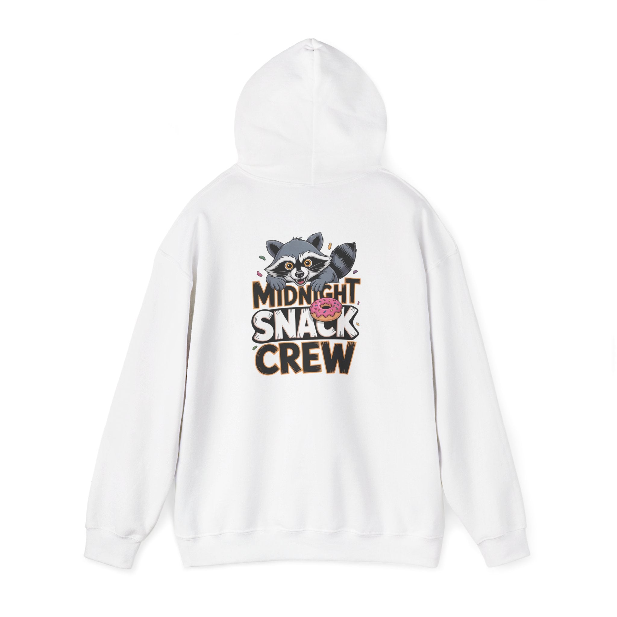 Midnight Snack Crew Hoodie — 'Wake the Sky' Raccoon Graphic Hooded Sweatshirt