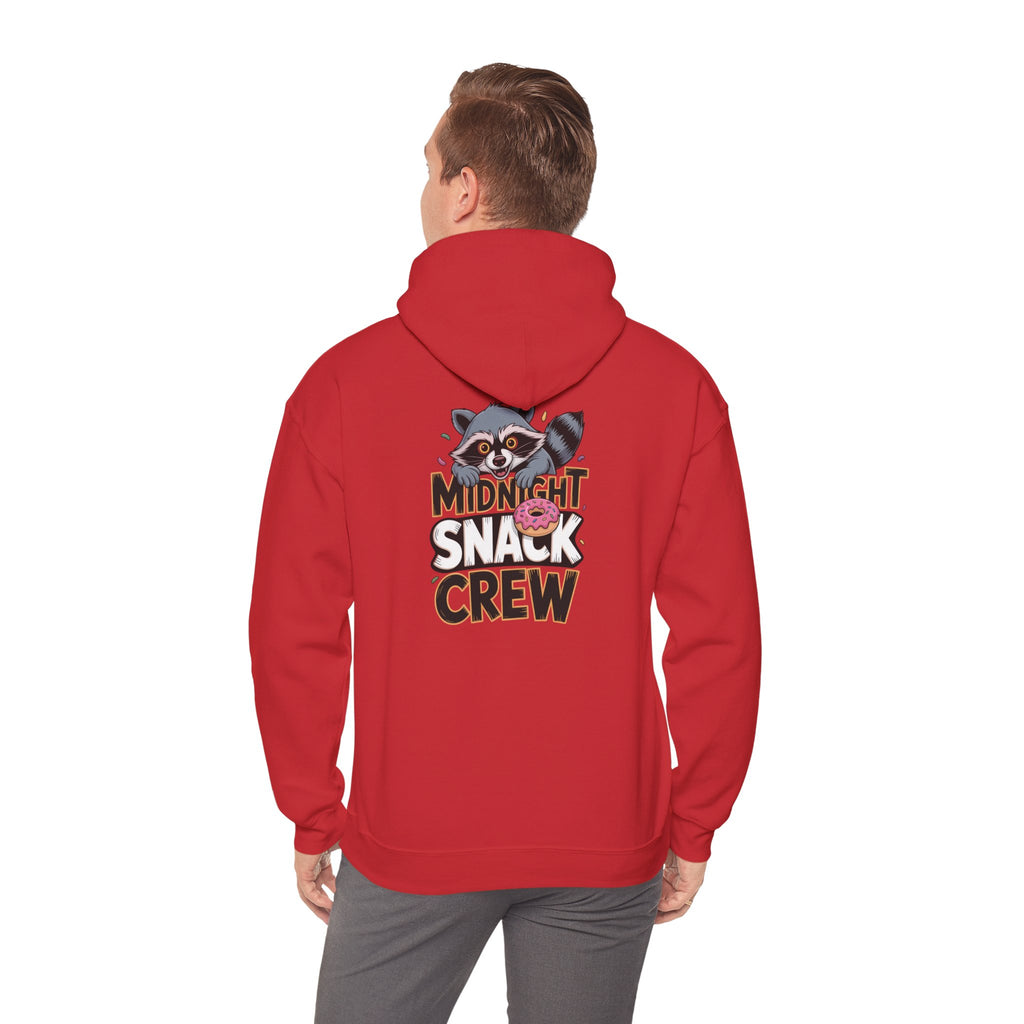 Midnight Snack Crew Hoodie — 'Wake the Sky' Raccoon Graphic Hooded Sweatshirt
