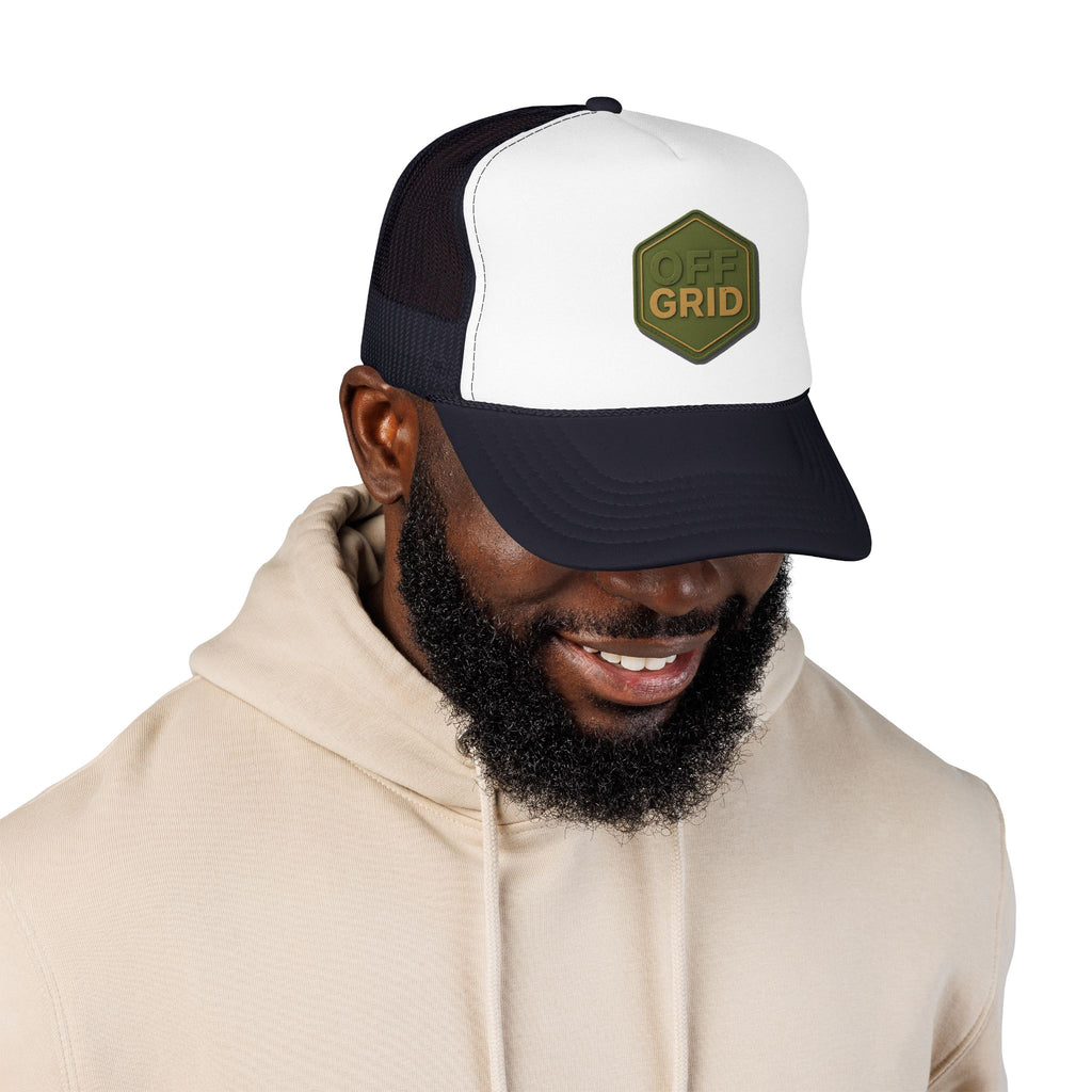 Off Grid Trucker Hat — Outdoor Adventure Foam Mesh Cap