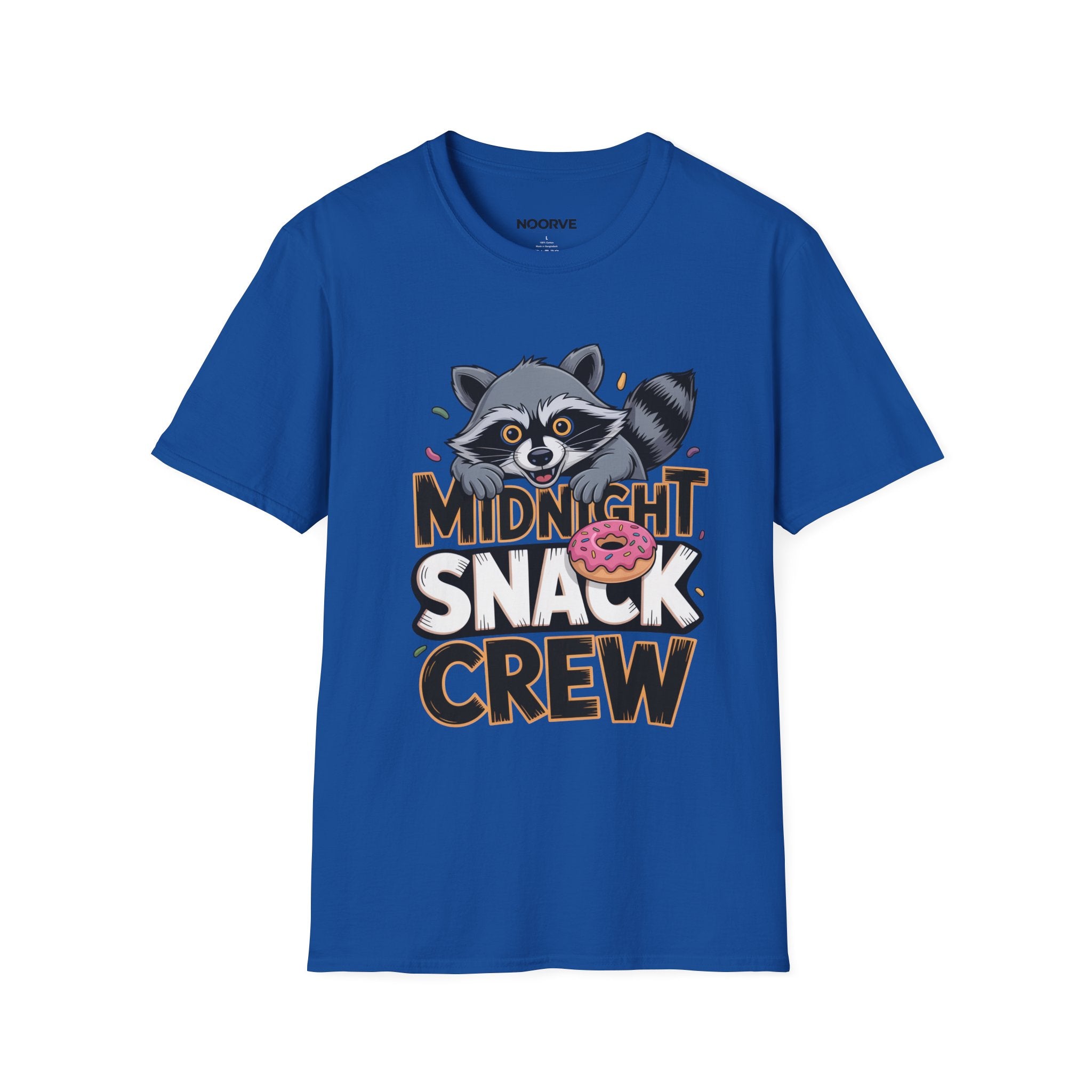 Midnight Snack Crew T-Shirt — Cute Raccoon Donut Tee