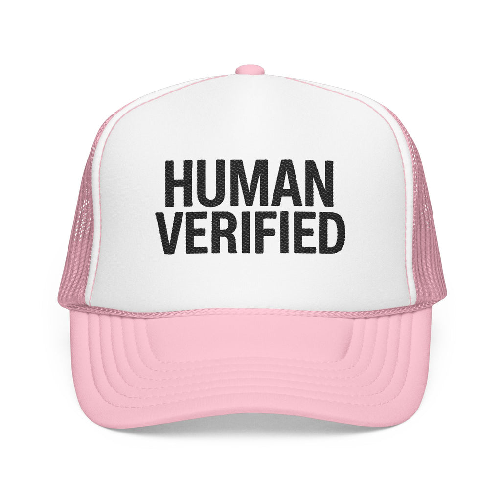 Human Verified Trucker Hat — Distressed Black Mesh Foam Cap | Noorve | Hats