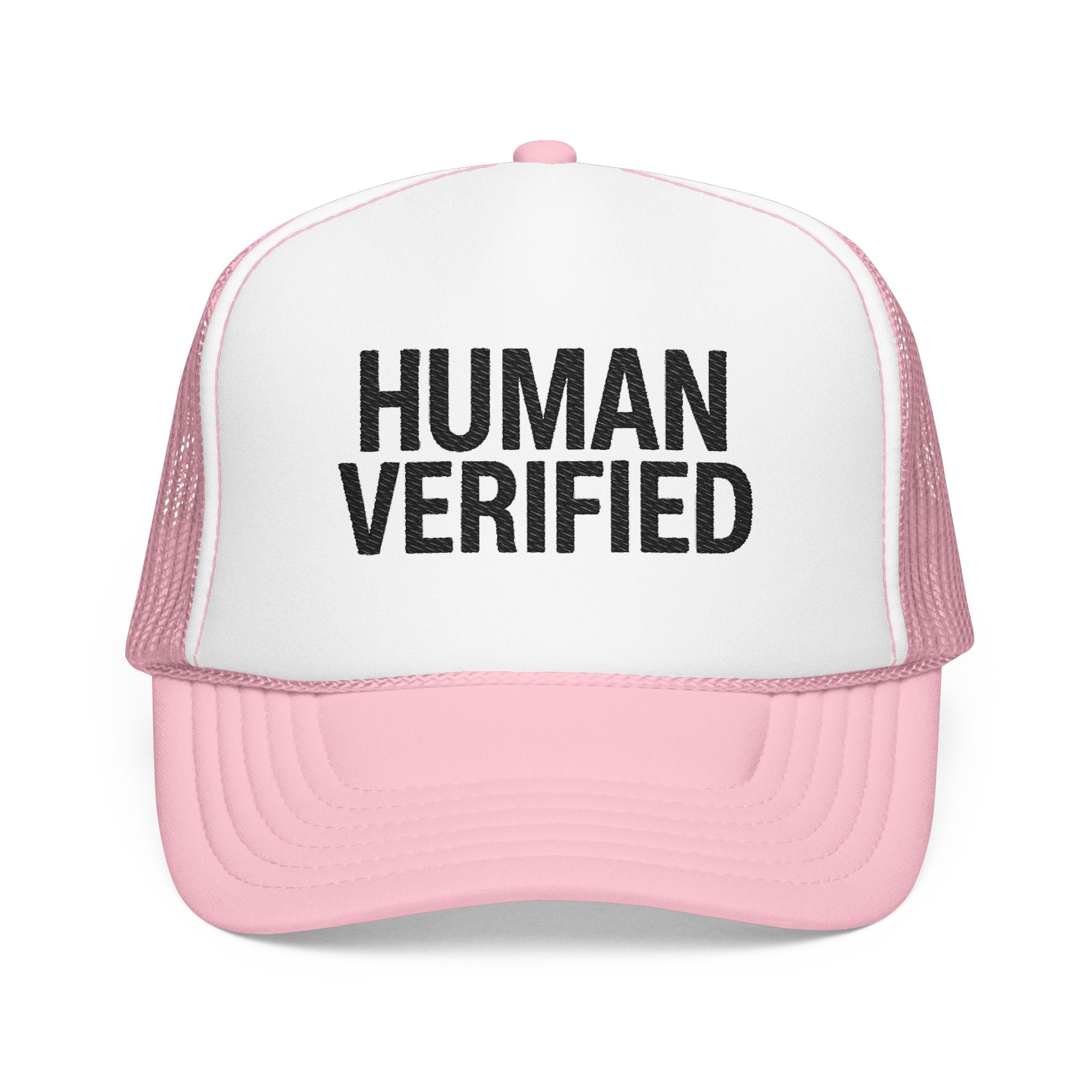 Human Verified Trucker Hat — Distressed Black Mesh Foam Cap | Noorve | Hats