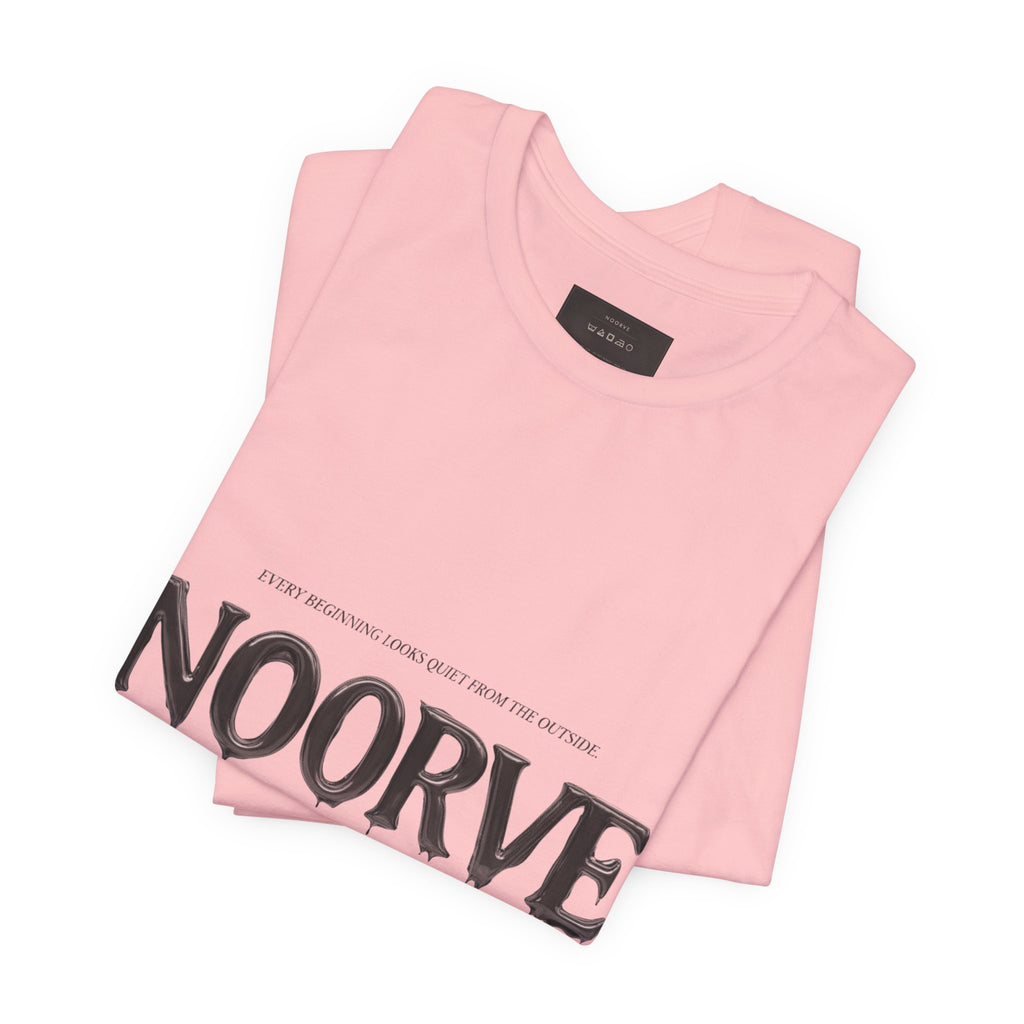 Noorve Drip Logo T-Shirt — Graphic White Tee with Gothic Dripping Text