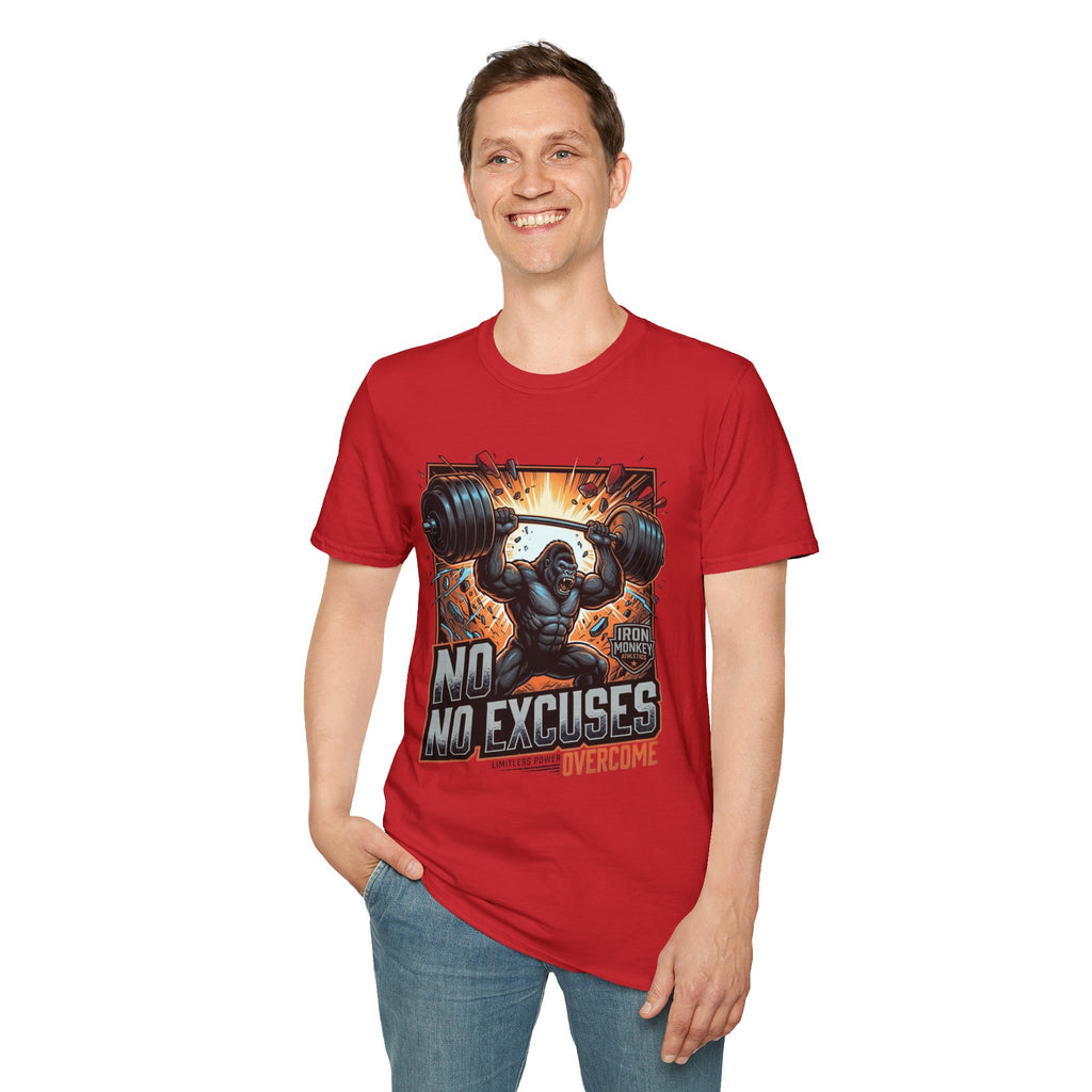 Motivational Weightlifting T-Shirt — 'No Excuses' Gorilla Gym Tee