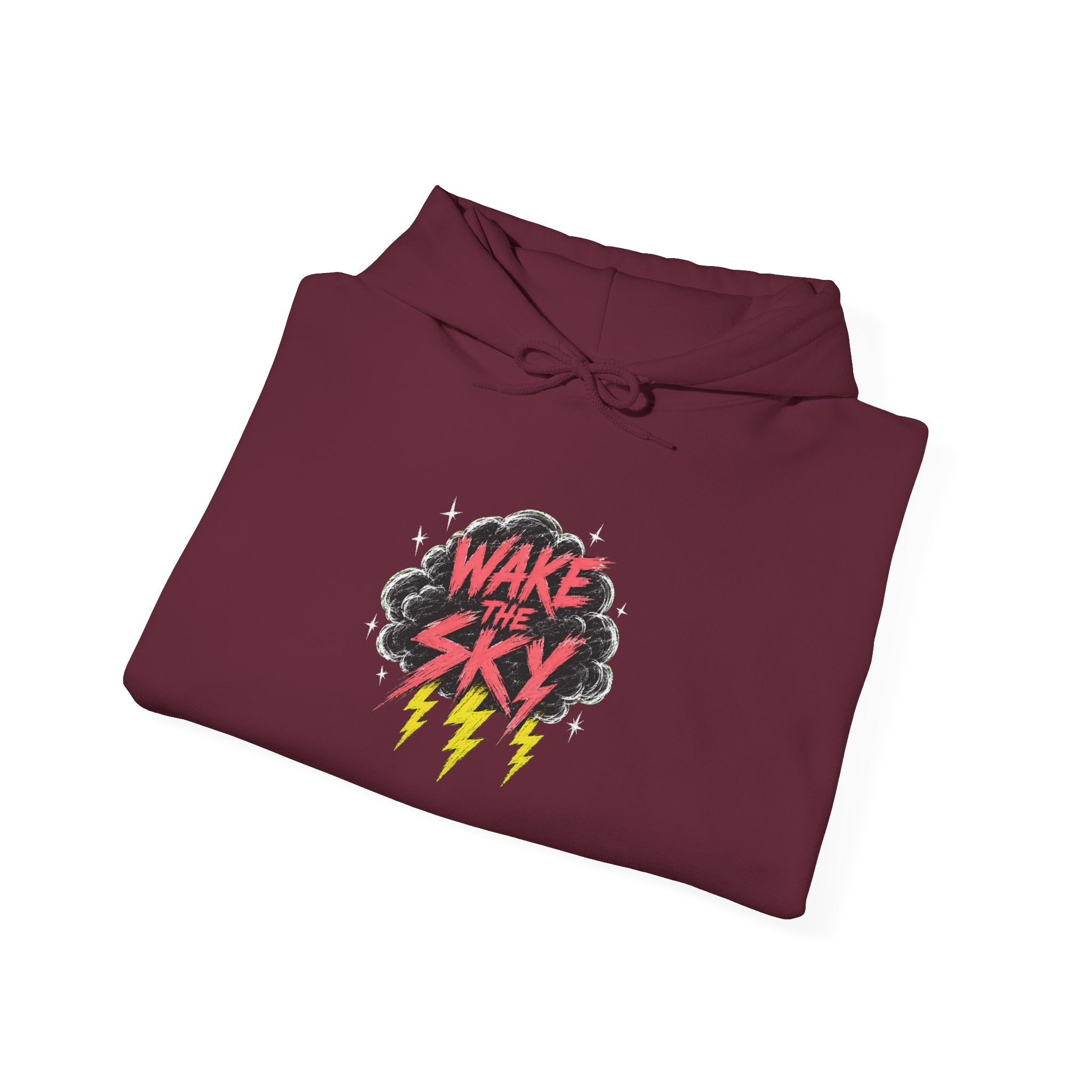 Midnight Snack Crew Hoodie — 'Wake the Sky' Raccoon Graphic Hooded Sweatshirt