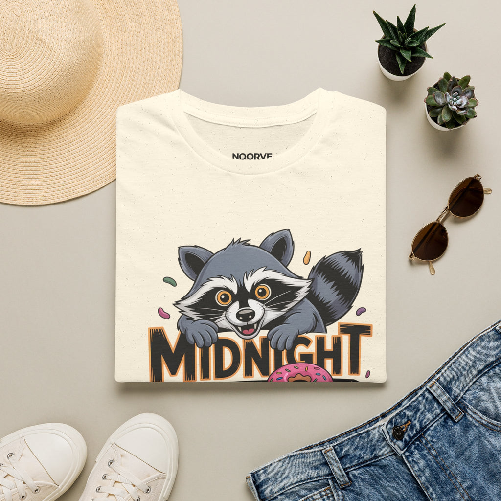 Midnight Snack Crew T-Shirt — Cute Raccoon Donut Tee | Noorve | T-Shirt