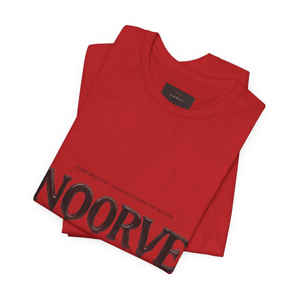 Noorve Drip Logo T-Shirt — Graphic White Tee with Gothic Dripping Text