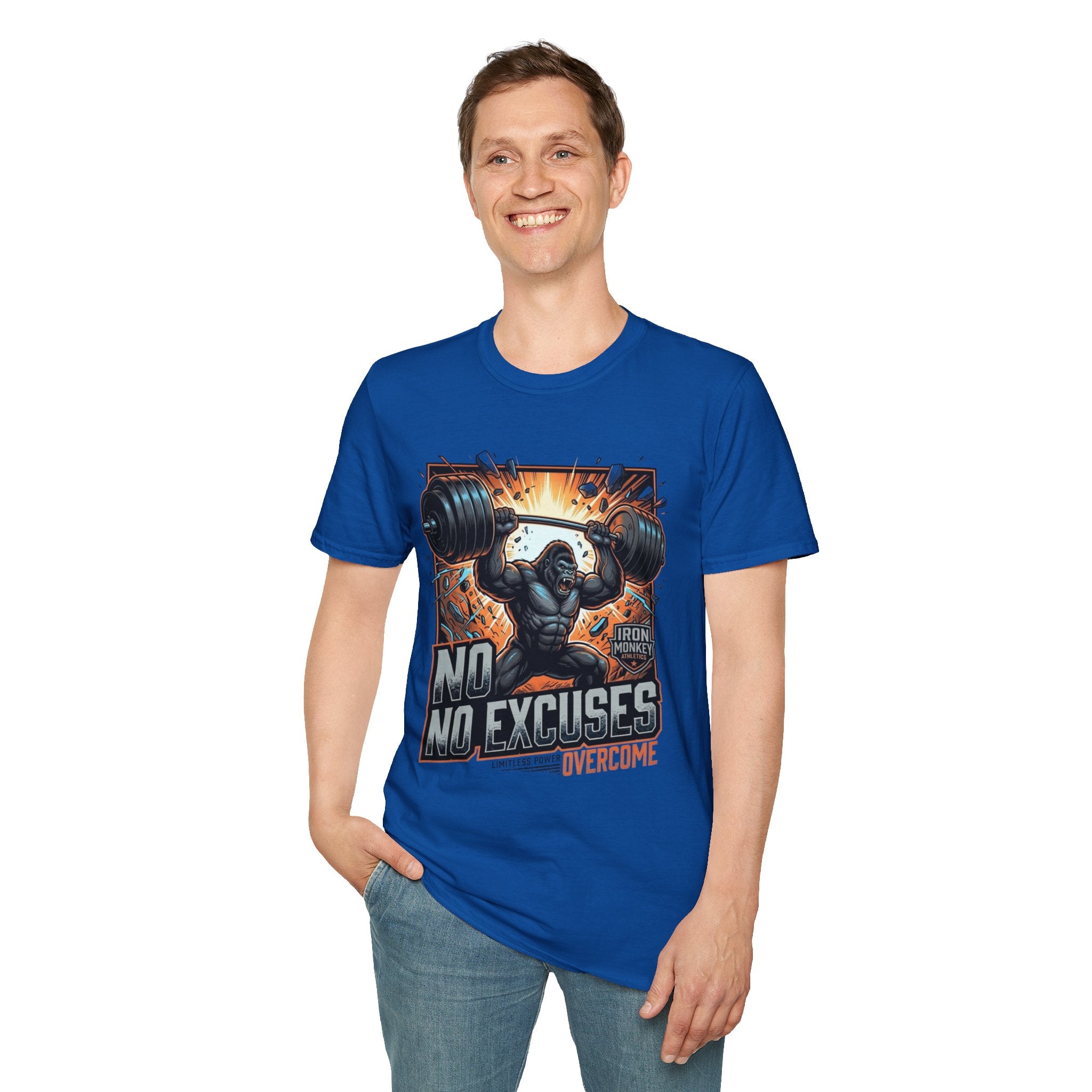 Motivational Weightlifting T-Shirt — 'No Excuses' Gorilla Gym Tee