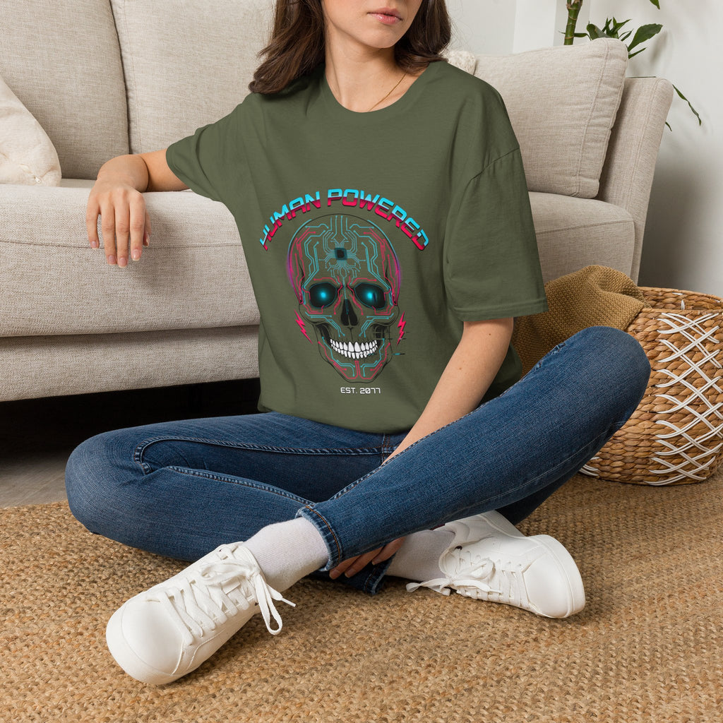Skull "Human Powered" Graphic T-Shirt