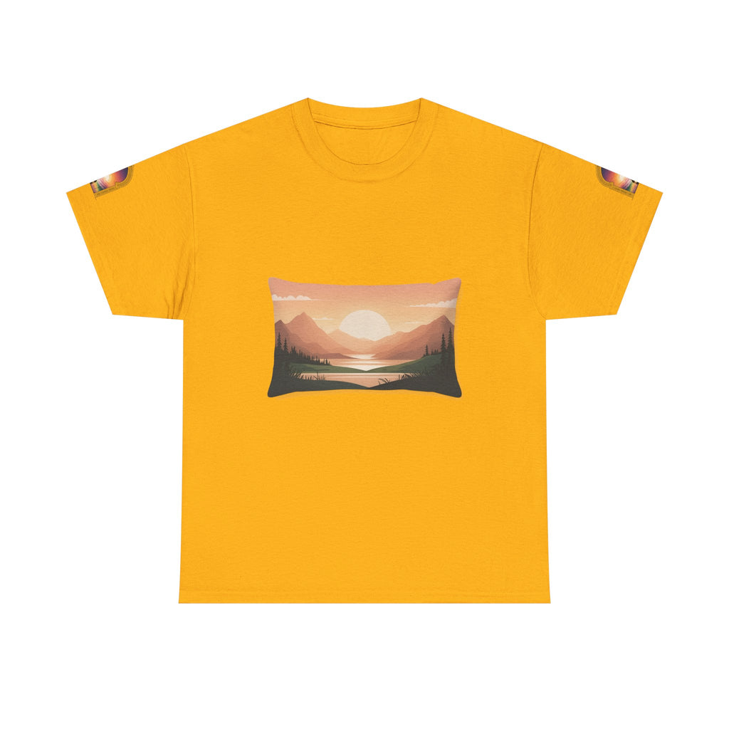 Sunset Mountain Landscape Tee - Retro Nature Graphic T-Shirt | Noorve | T-Shirt