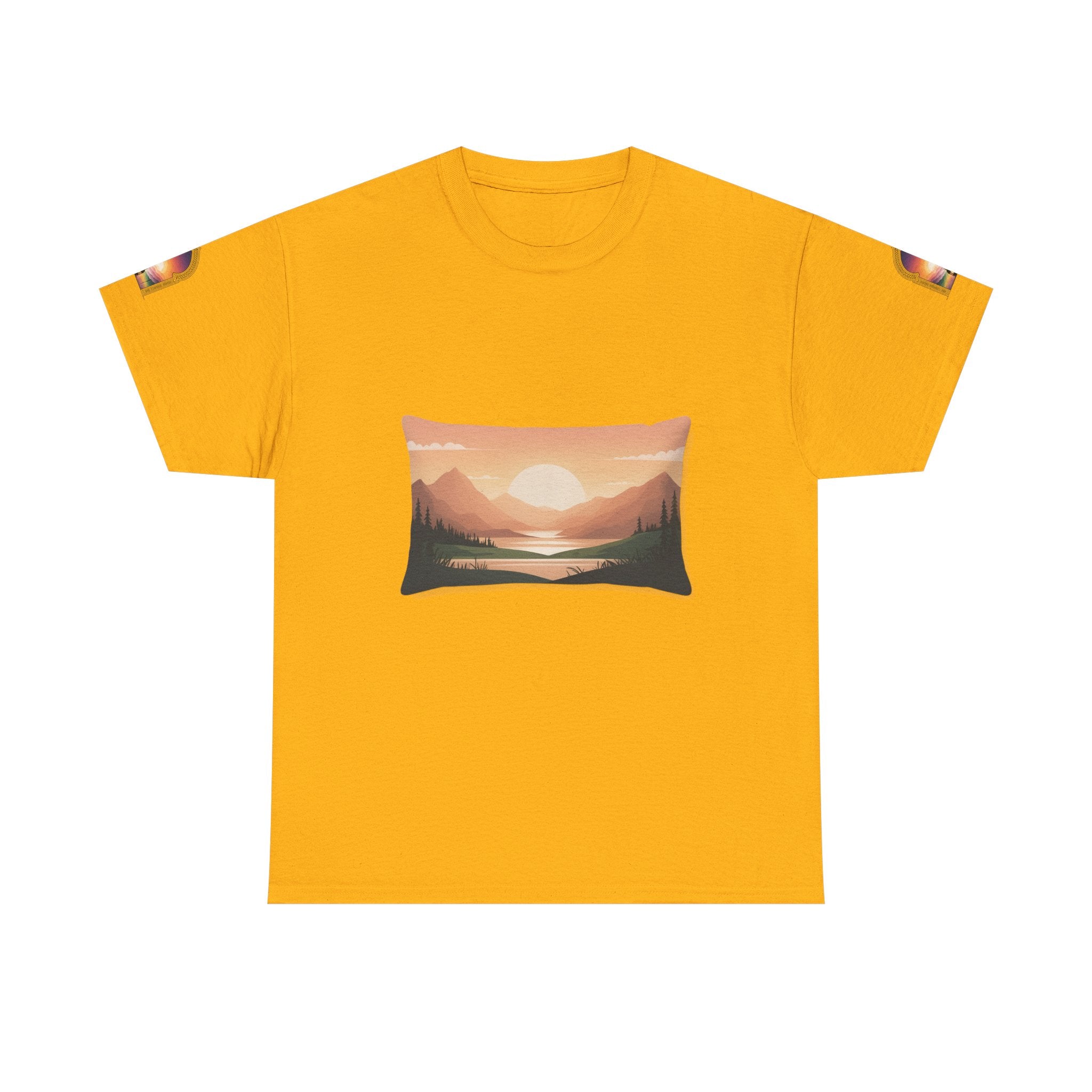 Sunset Mountain Landscape Tee - Retro Nature Graphic T-Shirt | Noorve | T-Shirt