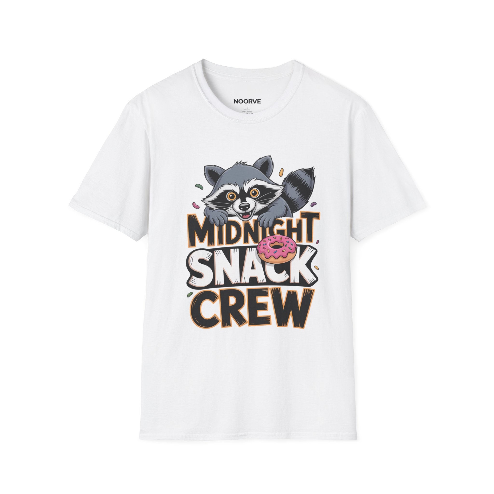 Midnight Snack Crew T-Shirt — Cute Raccoon Donut Tee