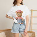 Teddy Traveler T-Shirt — Cute Bear with Luggage & Cup Graphic | Noorve | T-Shirt