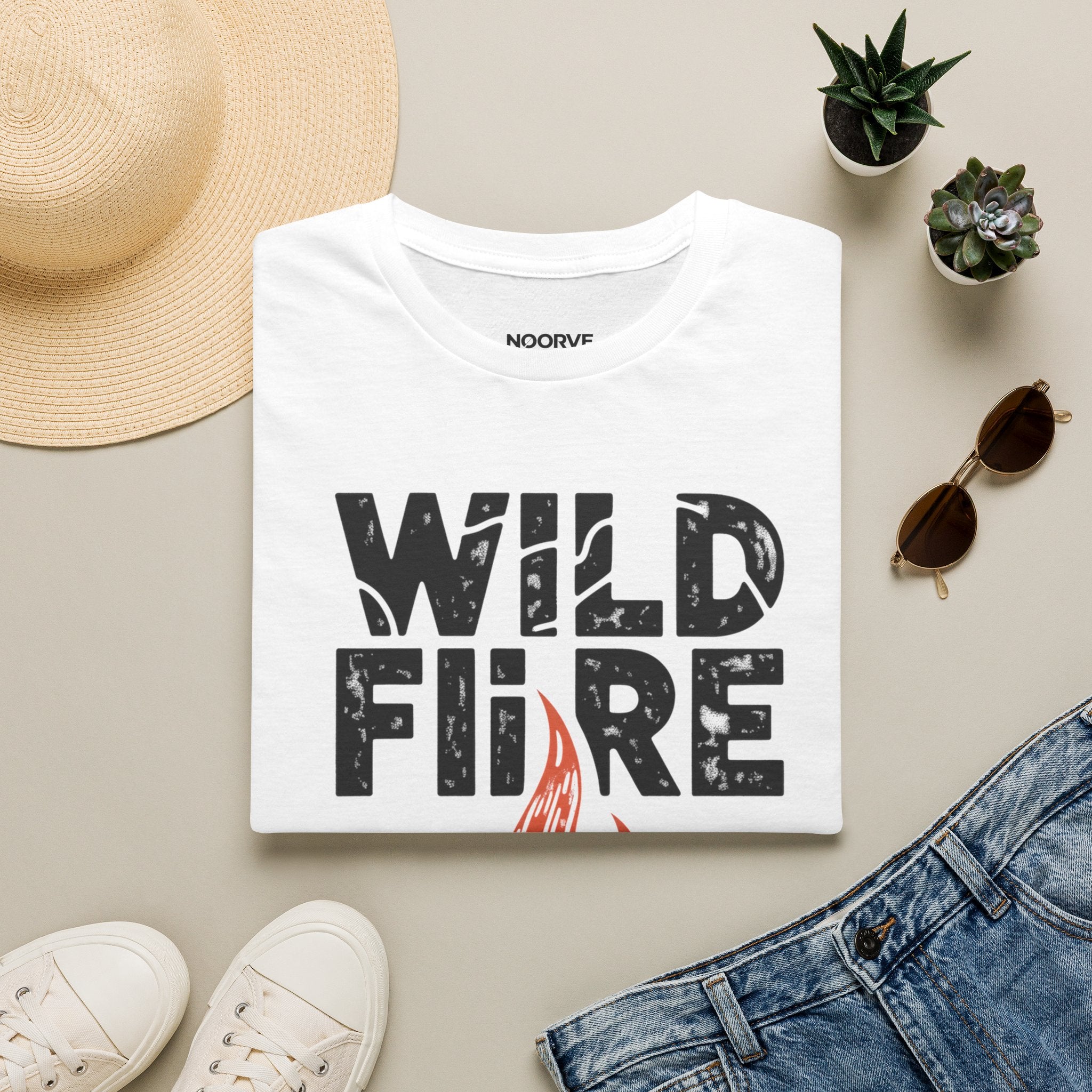 Wild Fire Graphic T-Shirt — Bold Flame Typography Tee | Noorve | T-Shirt