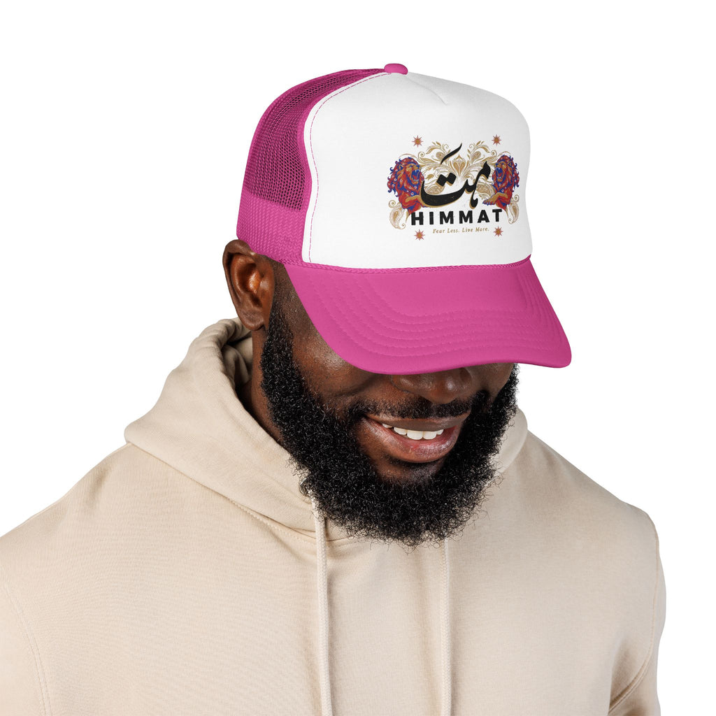 Trucker Hat — Vintage Floral Rose Skull Design (Live Loud, Live More)