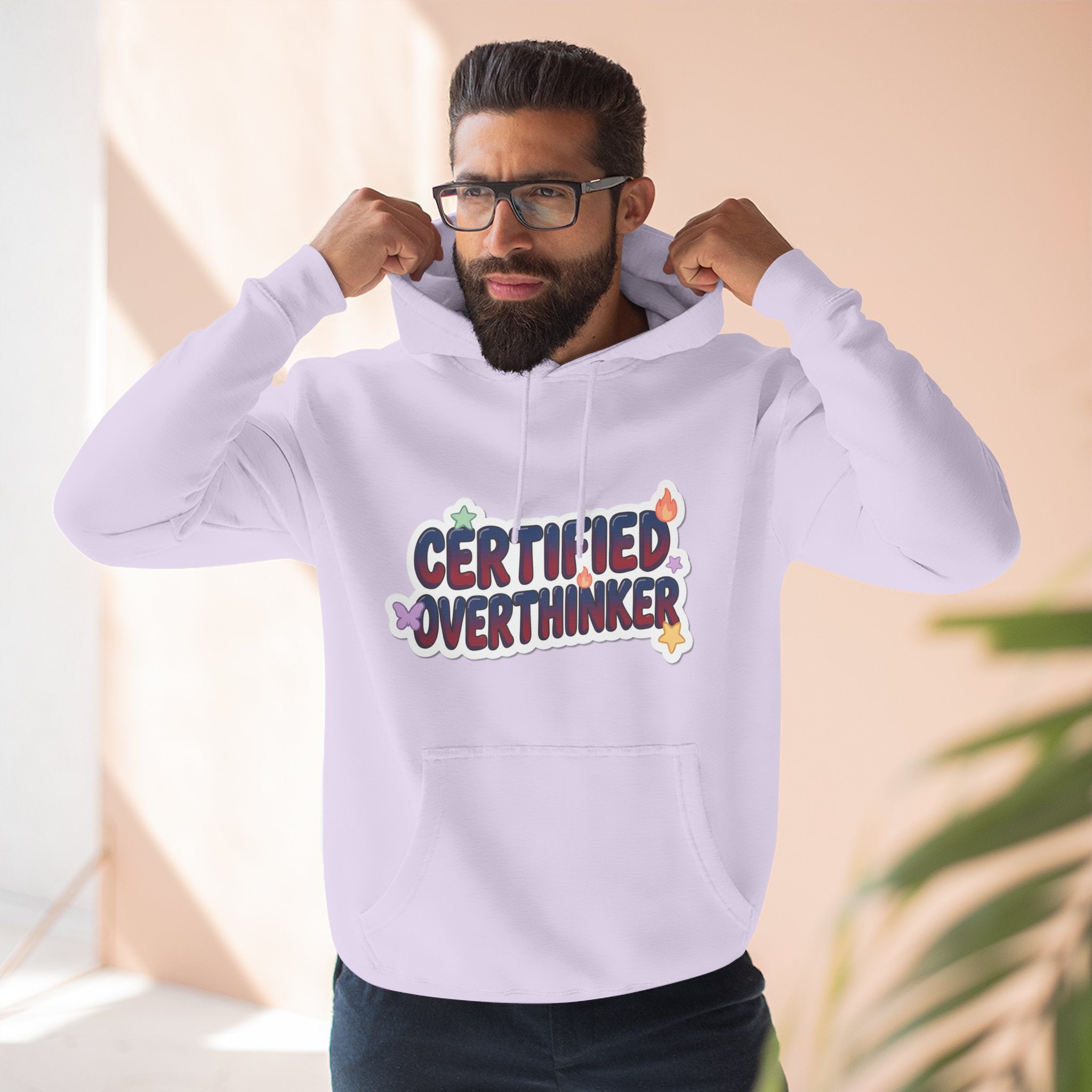 Hoodie — 'Certified Overthinker' & 'Anti Surfing Sun Club' Graphic Pullover